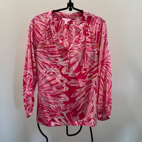 LILLY PULITZER pink and yellow blouse. Size extra small. - Picture 1 of 11